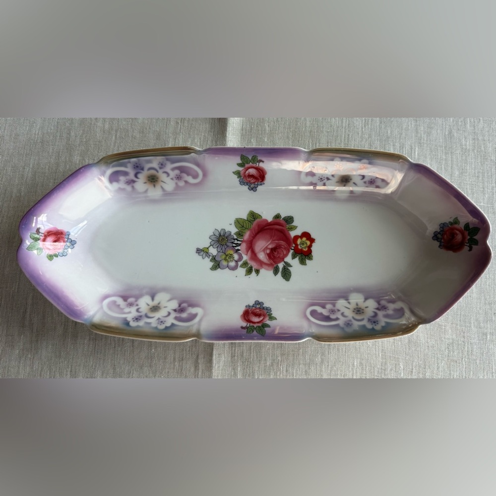 Antique Vintage German 620 Handmade Porcelain Oval Serving Dish